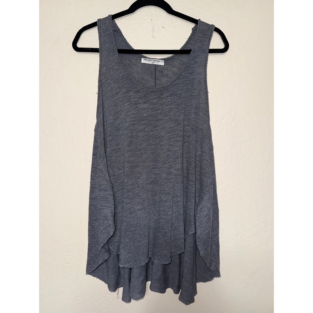 Project Social T Grey Distressed Hem Asymmetrical Tank Top‎ Women's Small